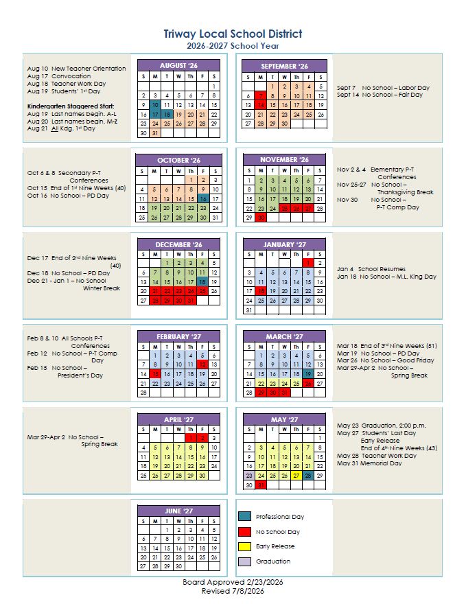 2026-2027 District Calendar - Calendar Format Rev. 7-8-26